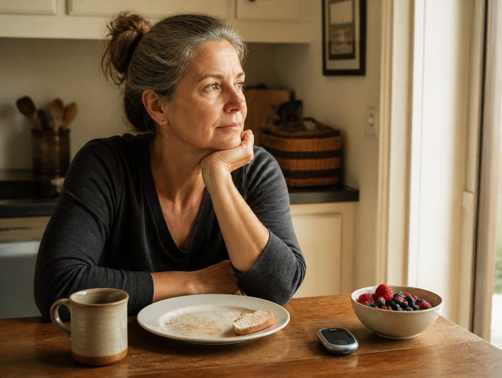 After breakfast — meter beside the plate